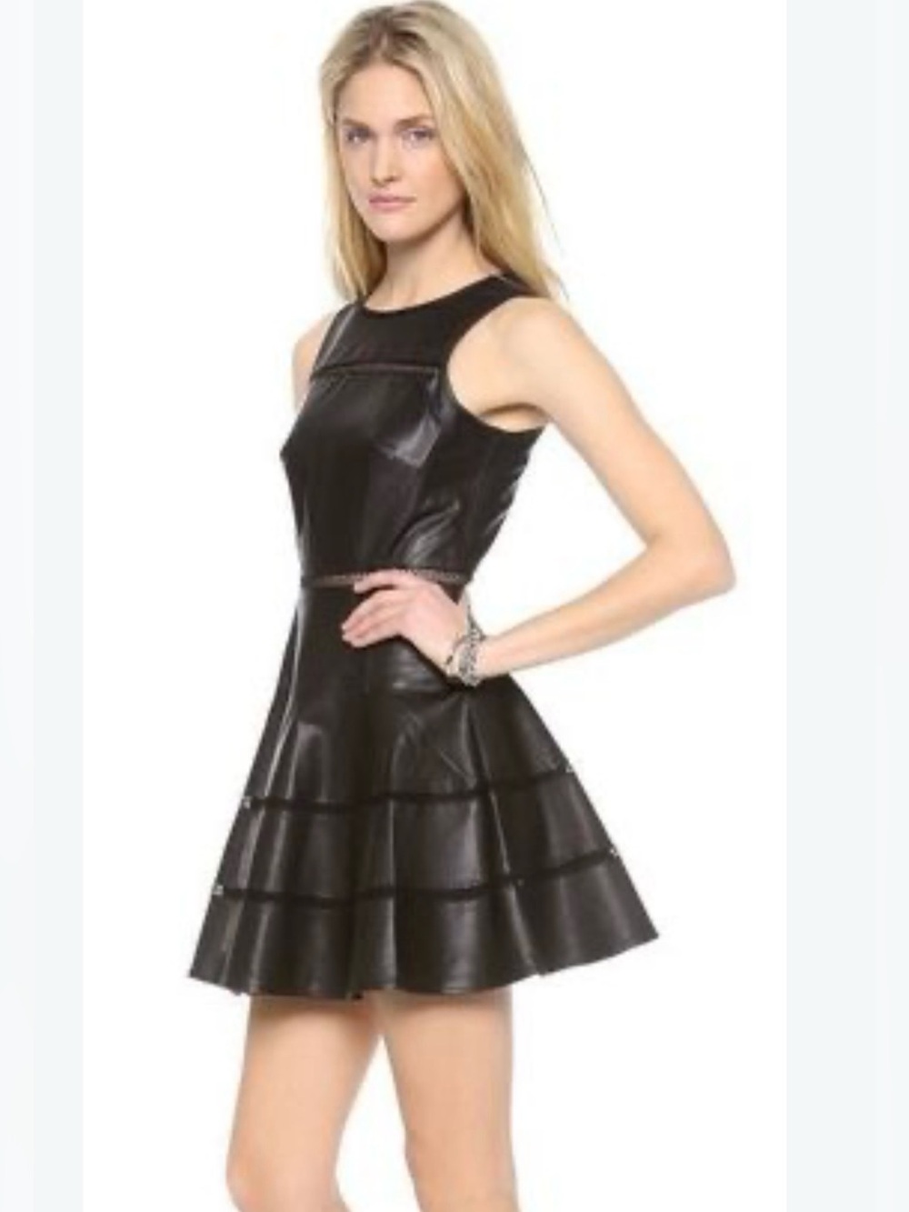 TIBI 100% LEATHER MINI DRESS. SIZE 2. Very Good Condition.
